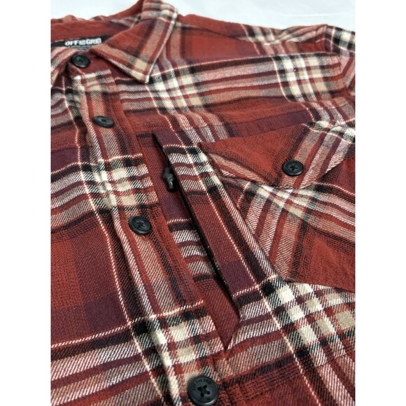 Off The Grid Destroyer Flannel Shirt Men’s XL Red Black Plaid Long Sleeve - Picture 9 of 15